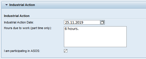 Industrial Action date 2019